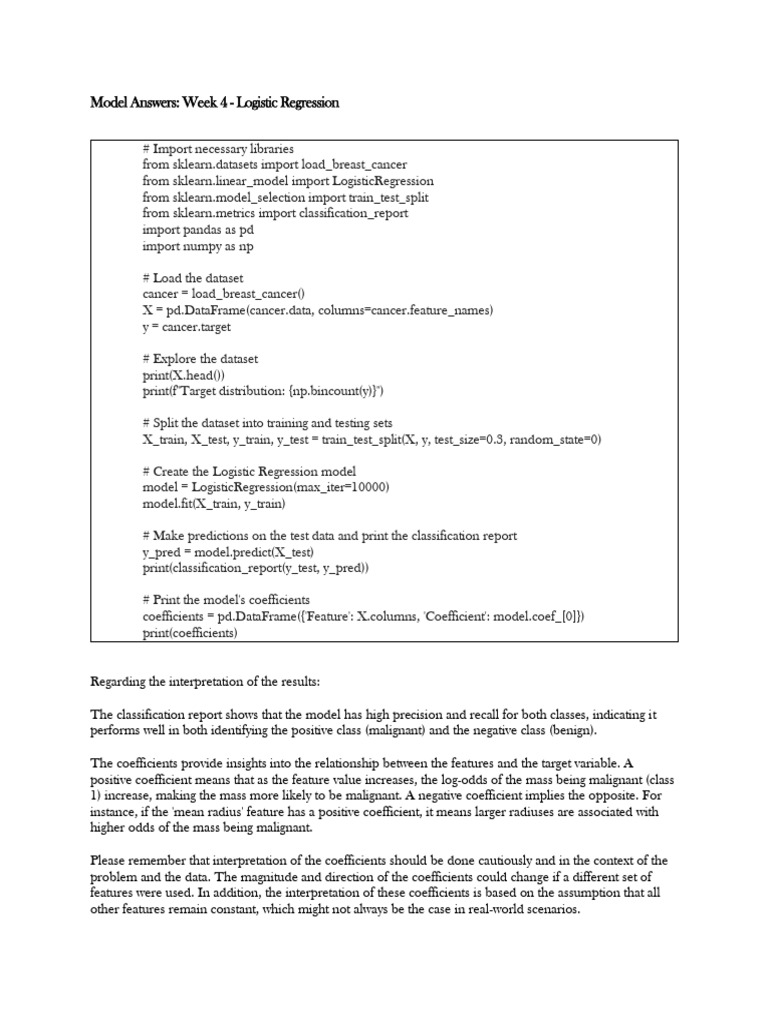 Logistic Regression Model Analysis | PDF
