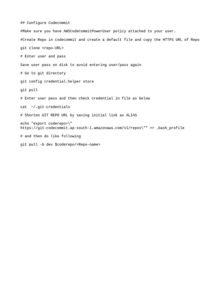 Configure AWS CodeCommit Repository | PDF