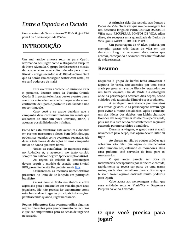 Aventura 5e: Dragonesa Púrpura em Opath | PDF | Jogos de RPG | Tempo