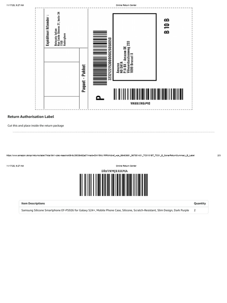 Samsung Galaxy S24+ Return Label | PDF