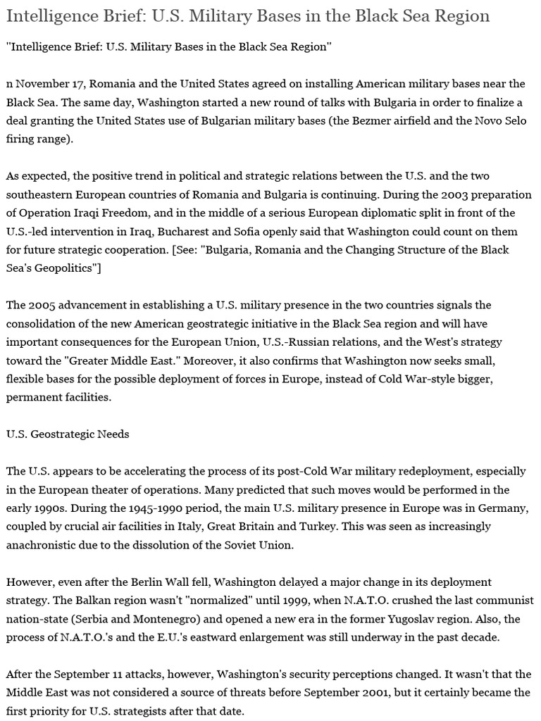 IntelliBriefs: Intelligence Brief: U.S. Military Bases in The Black Sea ...