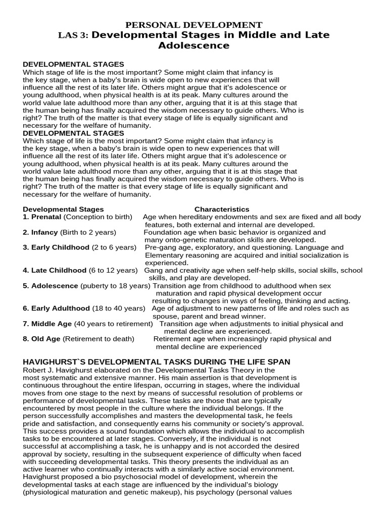 Developmental Stages of Life Explained | PDF | Developmental Psychology ...