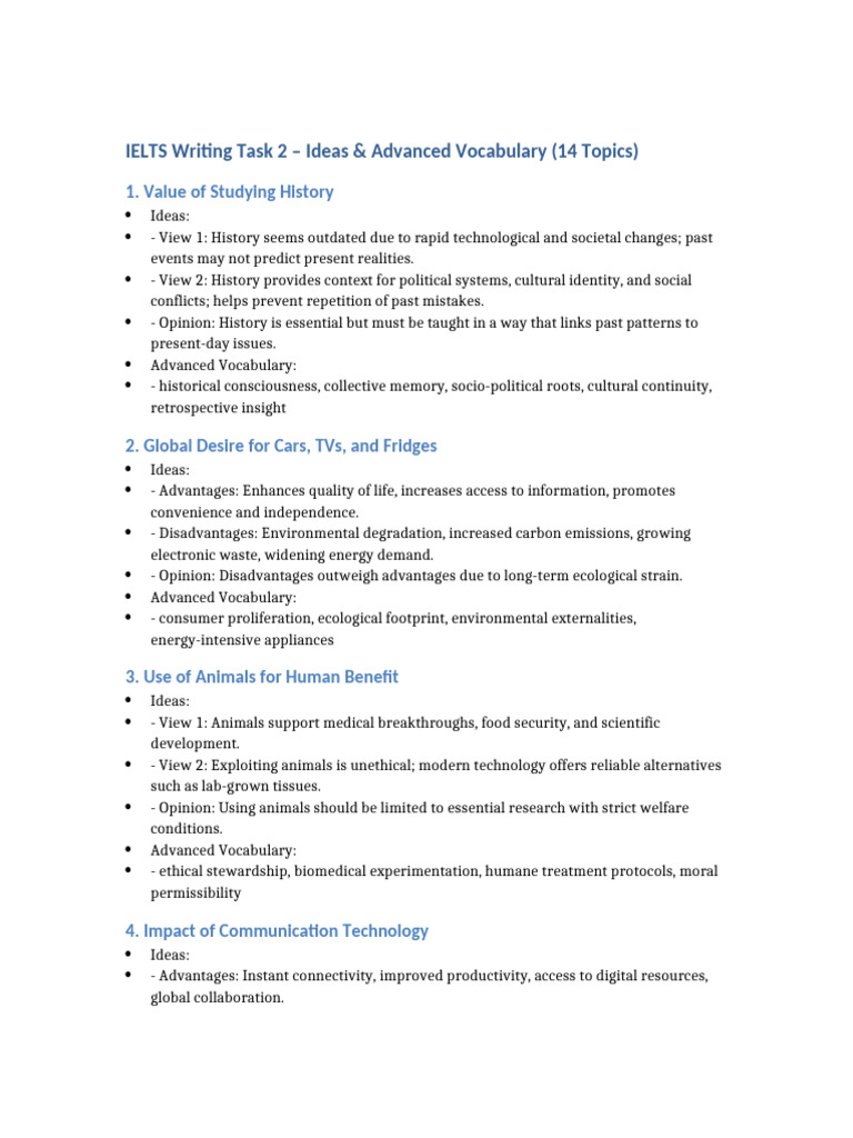 IELTS 14 Topics Ideas Advanced Vocab | PDF | Conservation Biology ...