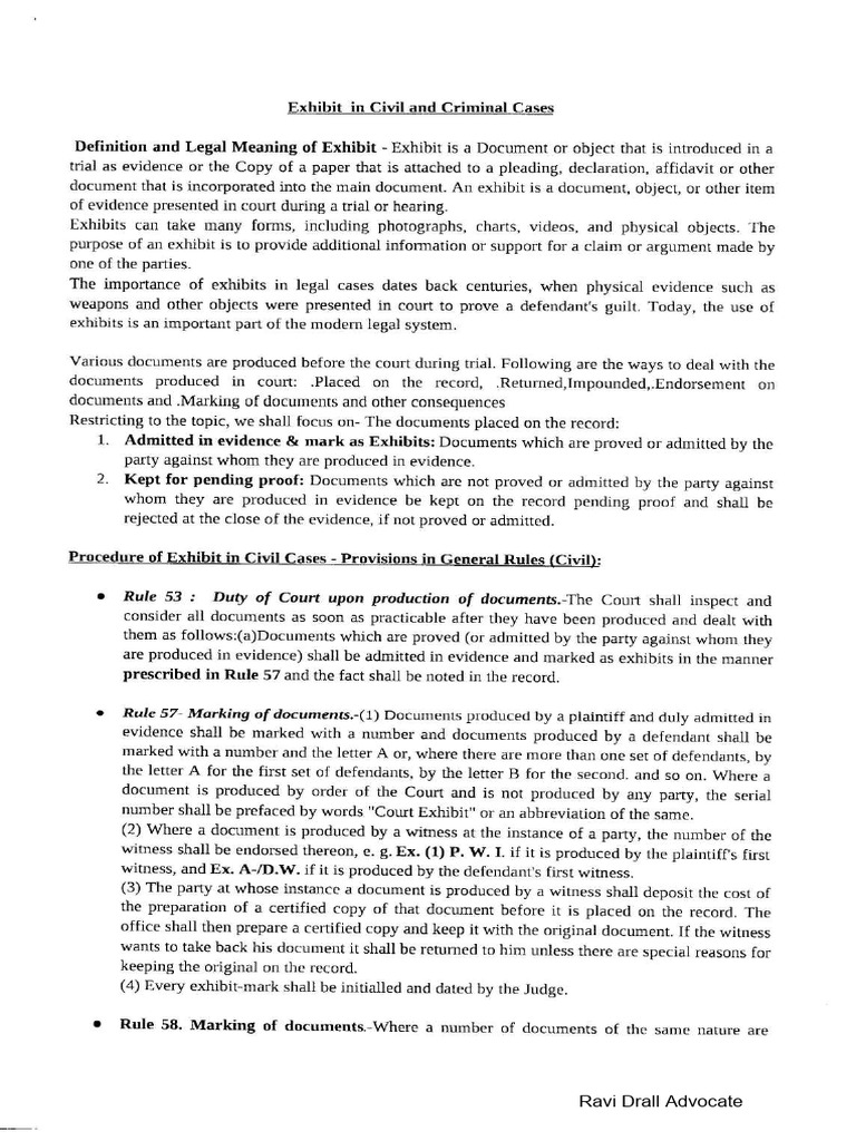 Exhibit in Civil & Criminal Cases | PDF
