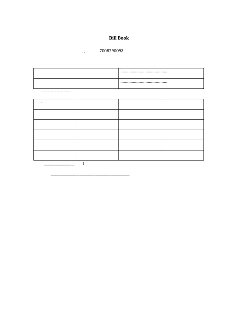 Bill Book Template | PDF