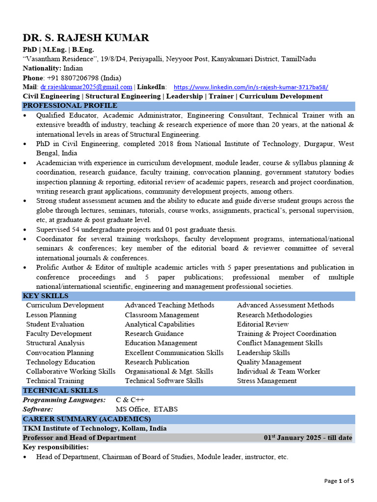 Rajesh Kumar CV June 25 | PDF | Curriculum | Engineering