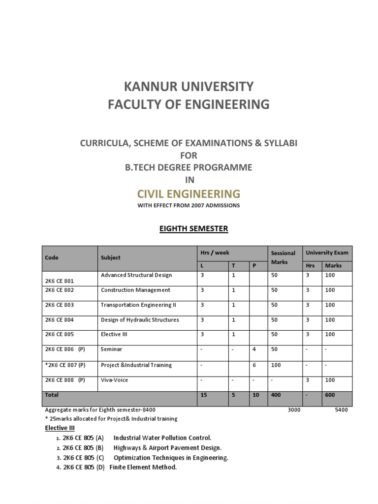 B.Tech Civil Engineering Syllabus Overview | PDF | Mathematical ...
