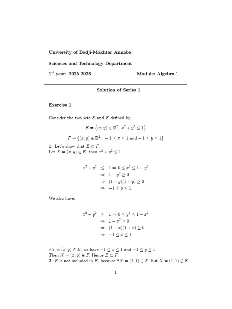 Solution of Series 1 | PDF | Abstract Algebra | Algebra