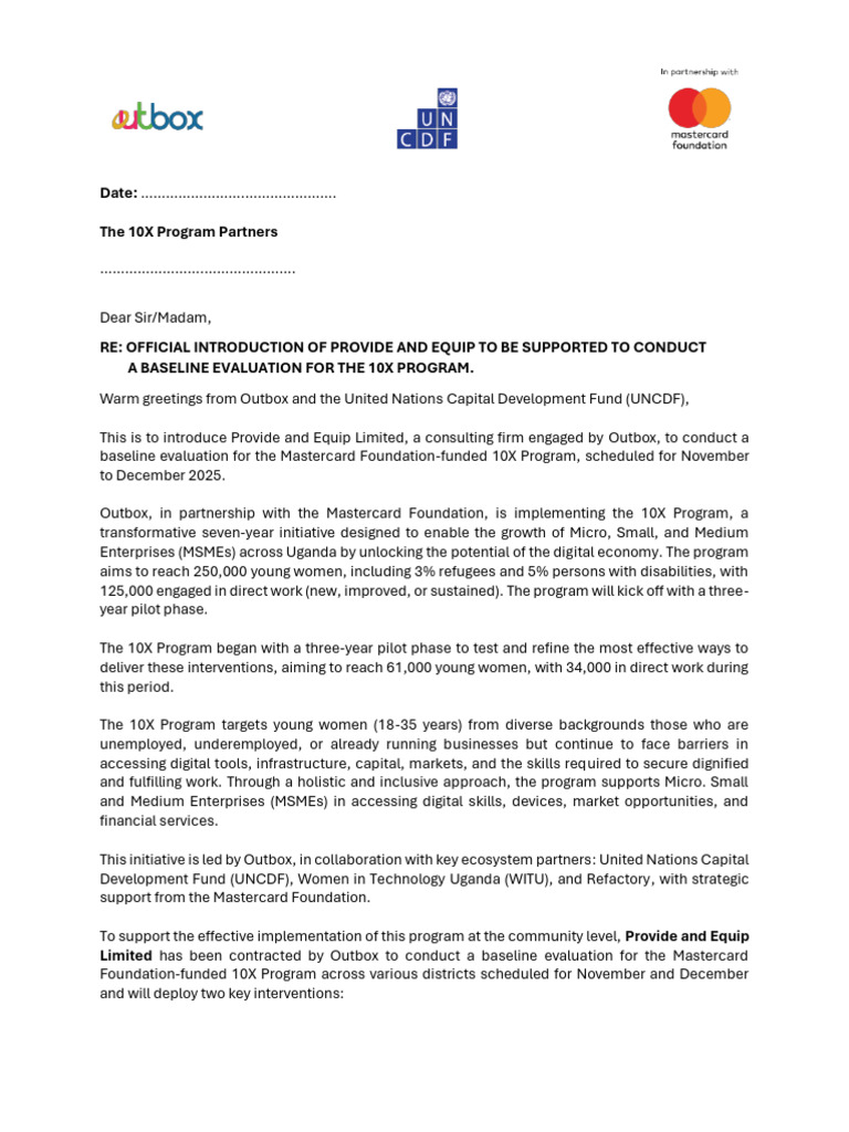 P&E 10X Program Partners Introduction Letter - Signed | PDF | Poverty ...
