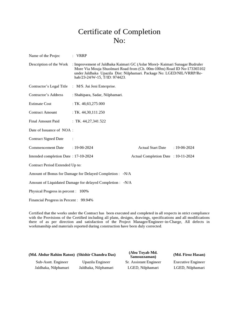 Completion Certificate | PDF | Real Estate