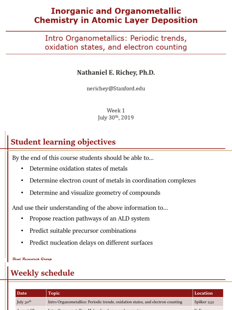 Lecture 1 Slides Nathan Richey 2019 | PDF | Ligand | Chemical Bond