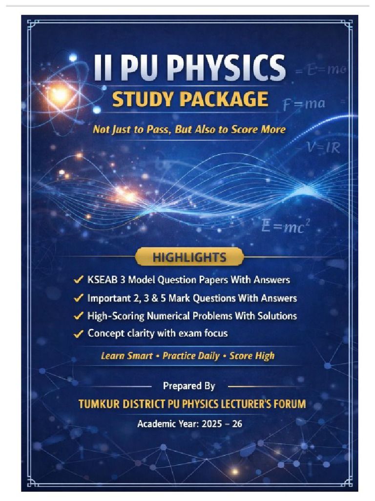 II PU Physics Model Papers & Blueprint | PDF | Magnetic Field | Capacitor