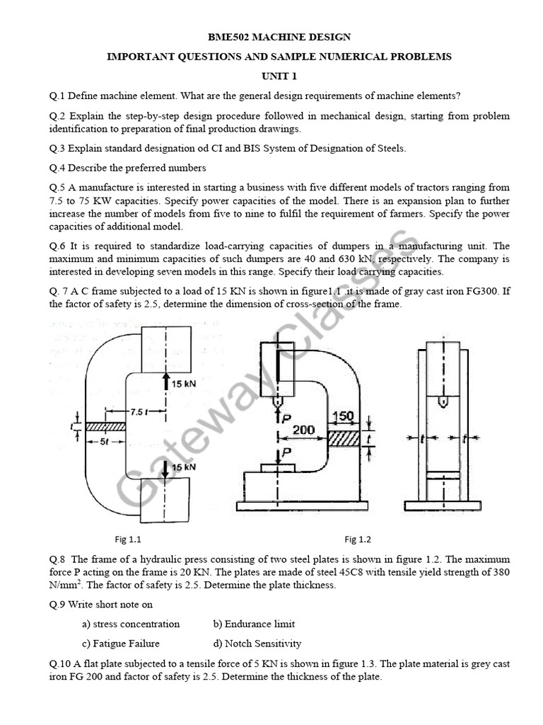 Machine Design: Key Questions & Problems | PDF | Gear | Strength Of ...