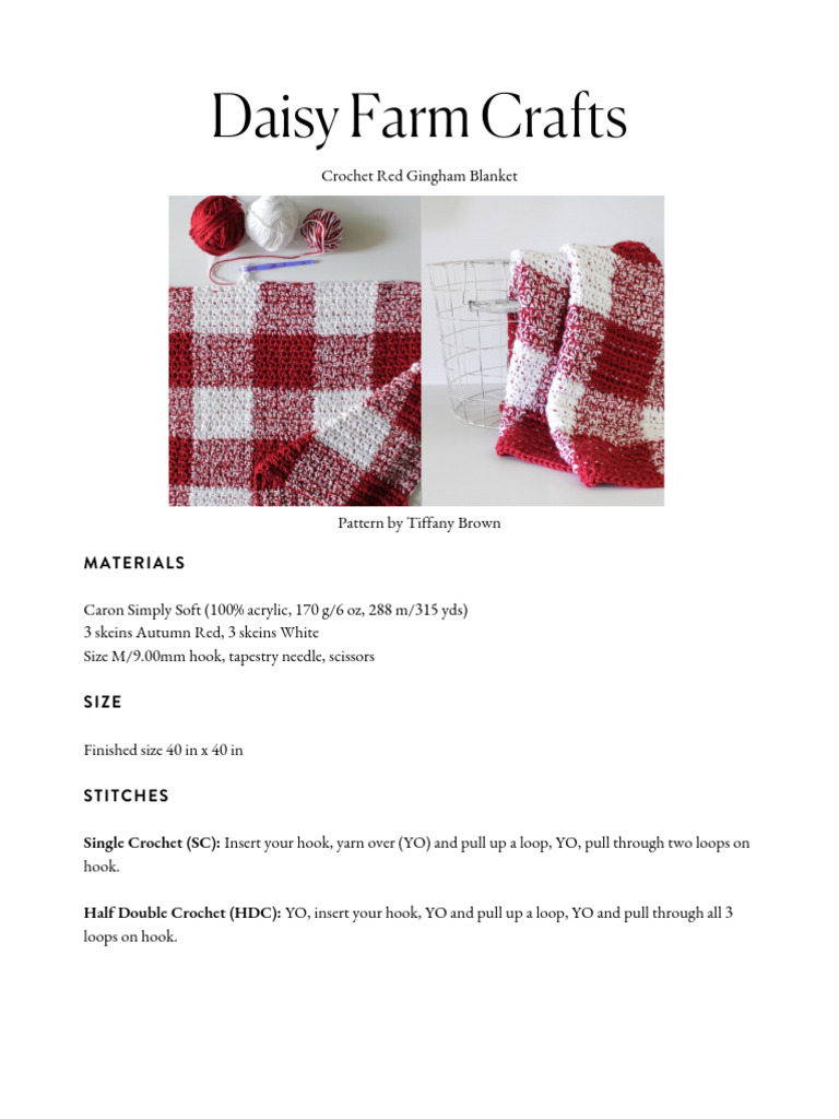 Red Gingham Blanket PDF | PDF | Crochet | Yarn