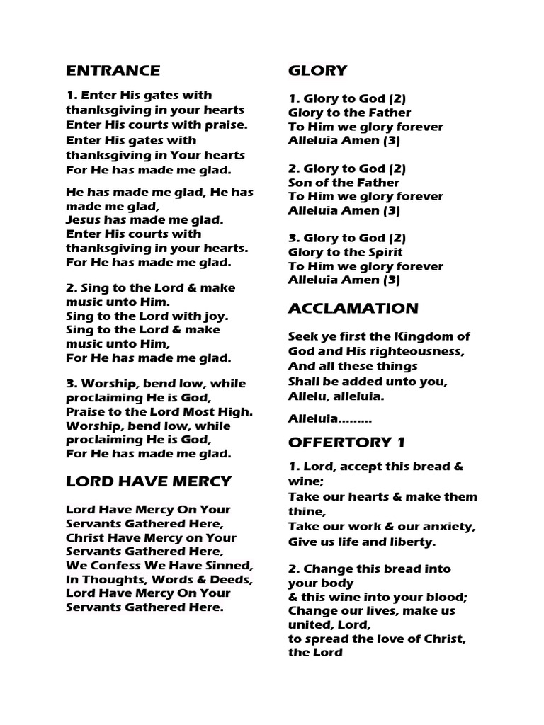 Worship and Praise Songs Collection | PDF | Eucharist | Glory (Religion)