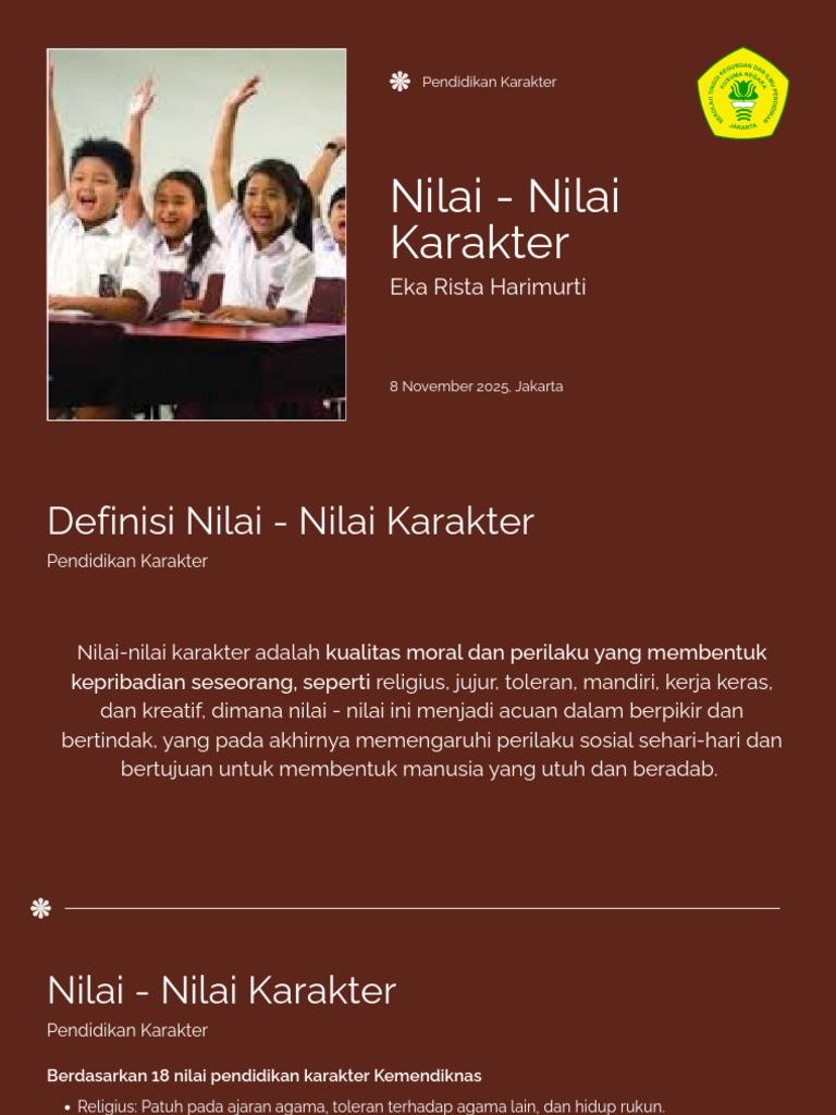 Nilai-Nilai Pendidikan Karakter Indonesia | PDF