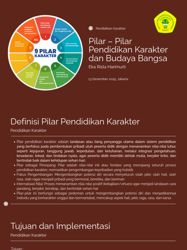 Pilar Pendidikan Karakter di Indonesia | PDF