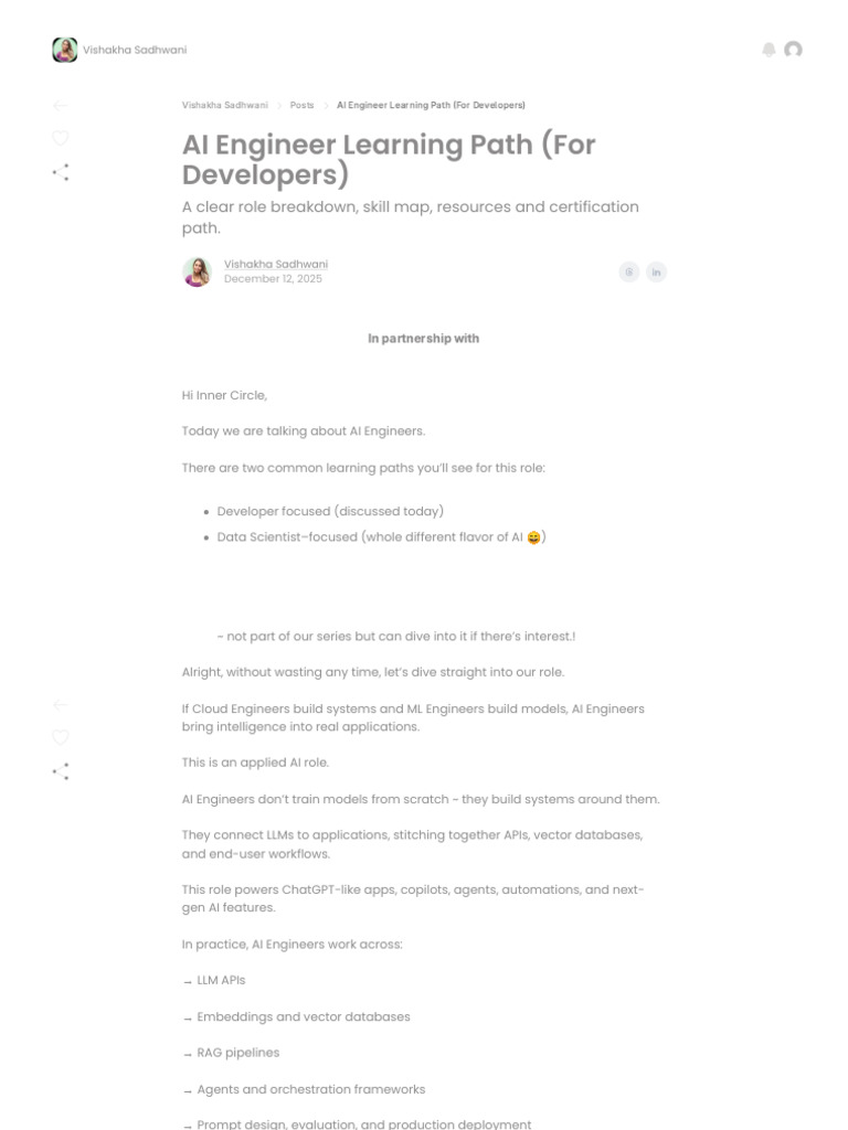 AI Engineer Learning Path for Developers | PDF | Artificial ...