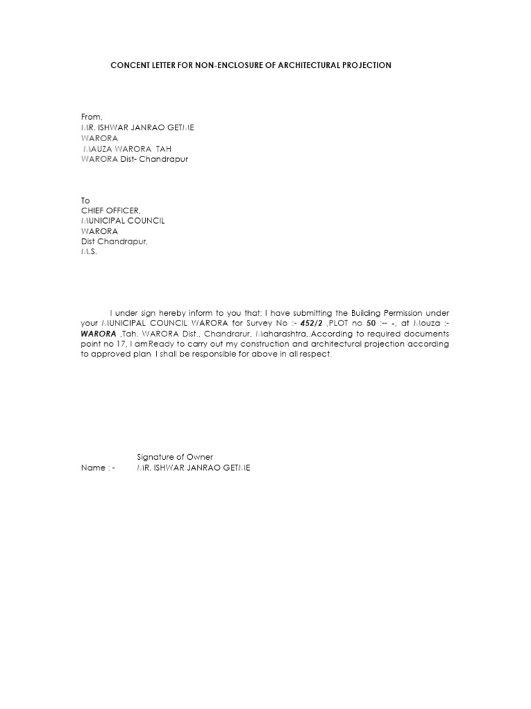Non-Enclosure Architectural Projection Letter | PDF