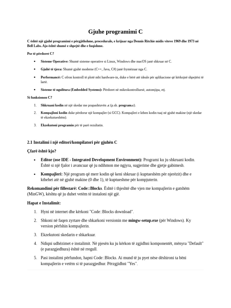 Gjuhe Programimi C | PDF
