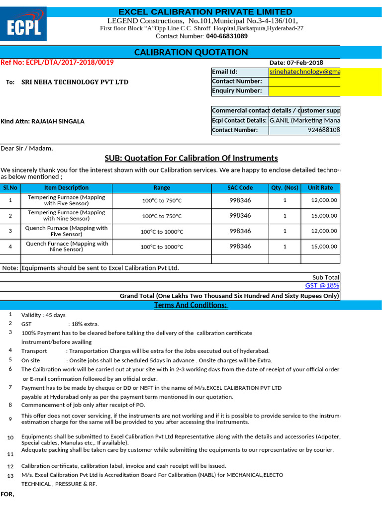 ECPL 006 Quotation Rajaiah Singala Mapping | PDF | Receipt