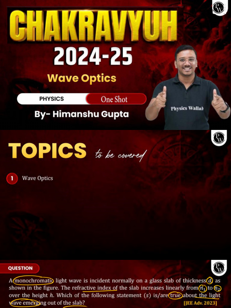 Wave Optics Class Notes | PDF