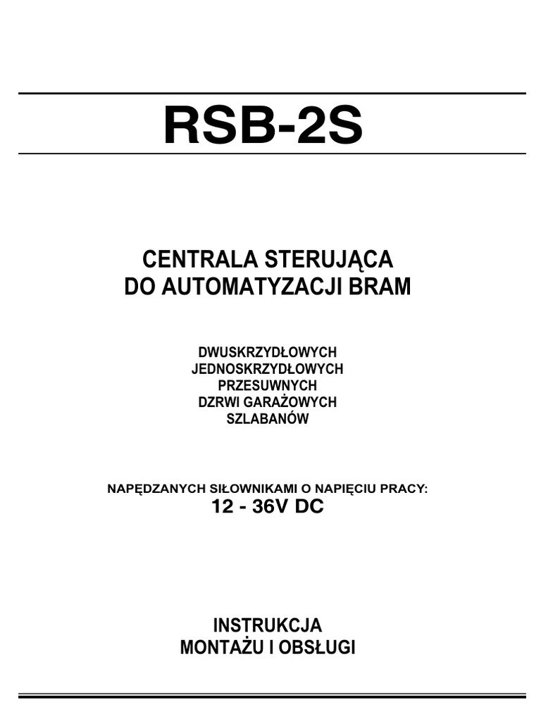 Instrukcjasterownika RSB2 S | PDF