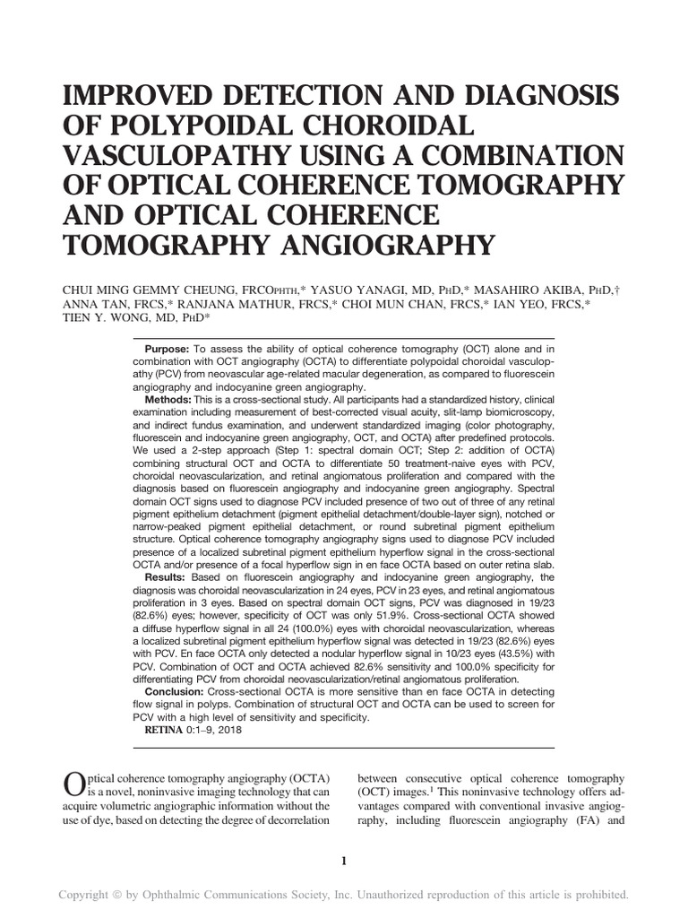 Enhanced PCV Diagnosis with OCT and OCTA | PDF | Retina | Ophthalmology