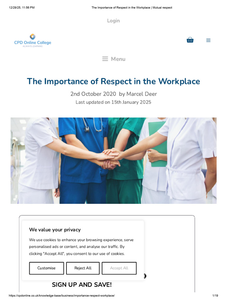 The Importance of Respect in The Workplace - Mutual Respect | PDF ...