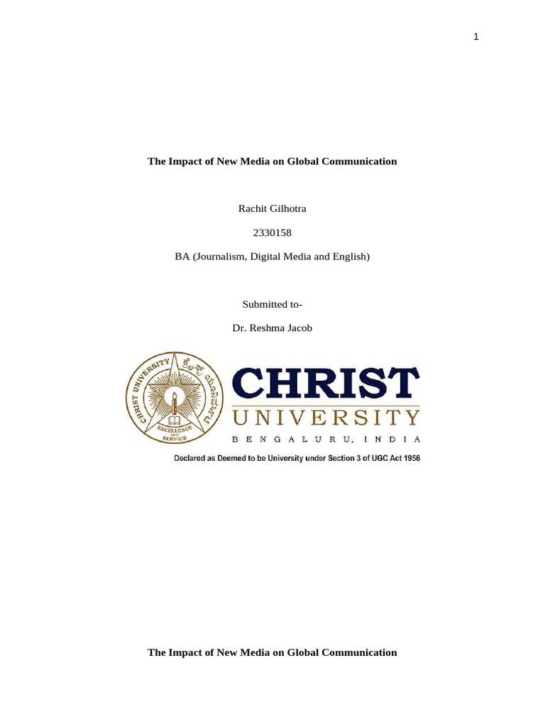 The Impact of New Media On Global Communication | PDF | New Media ...