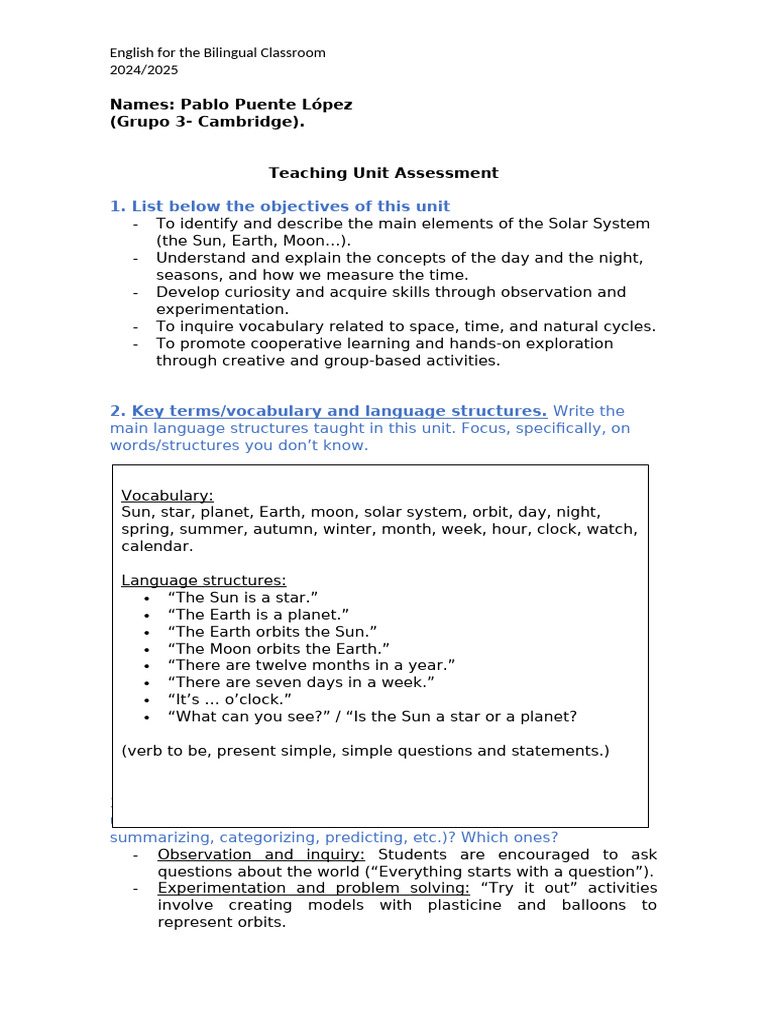 Teaching Unit Assessment | PDF | Learning | Reading Comprehension