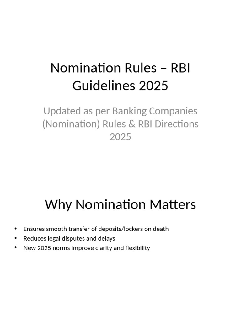 RBI Nomination Rules 2025 Explained | PDF