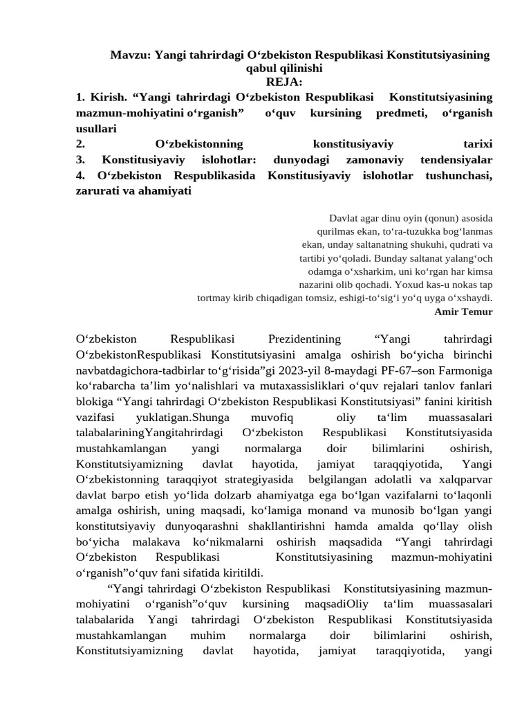 2 Ma'Ruza Konstitutsiya | PDF