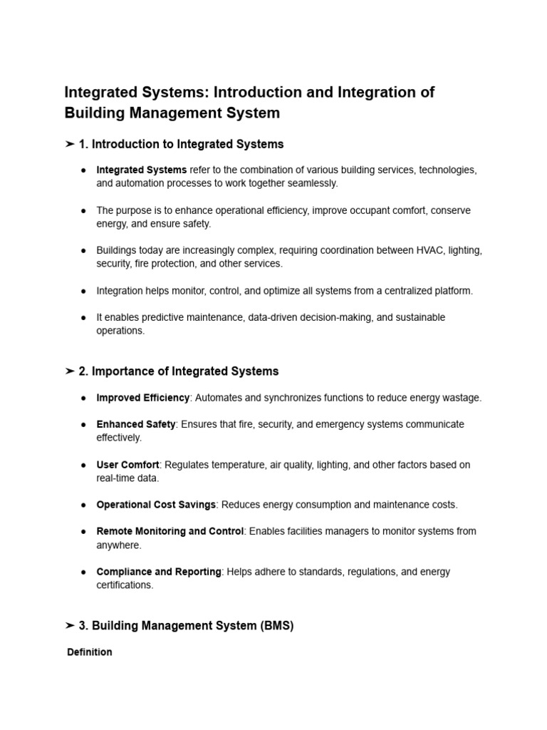 Notes On Integrated Systems and BMS Integration | PDF | Building ...
