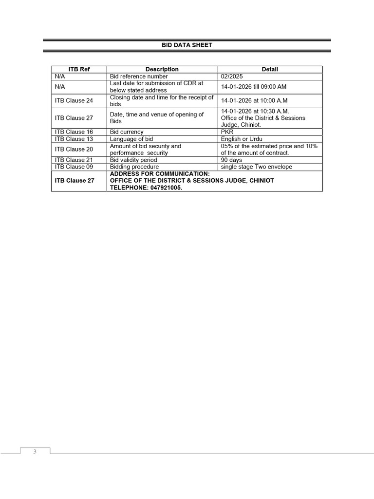 Bid Data Sheet | PDF | Chair | Specification (Technical Standard)
