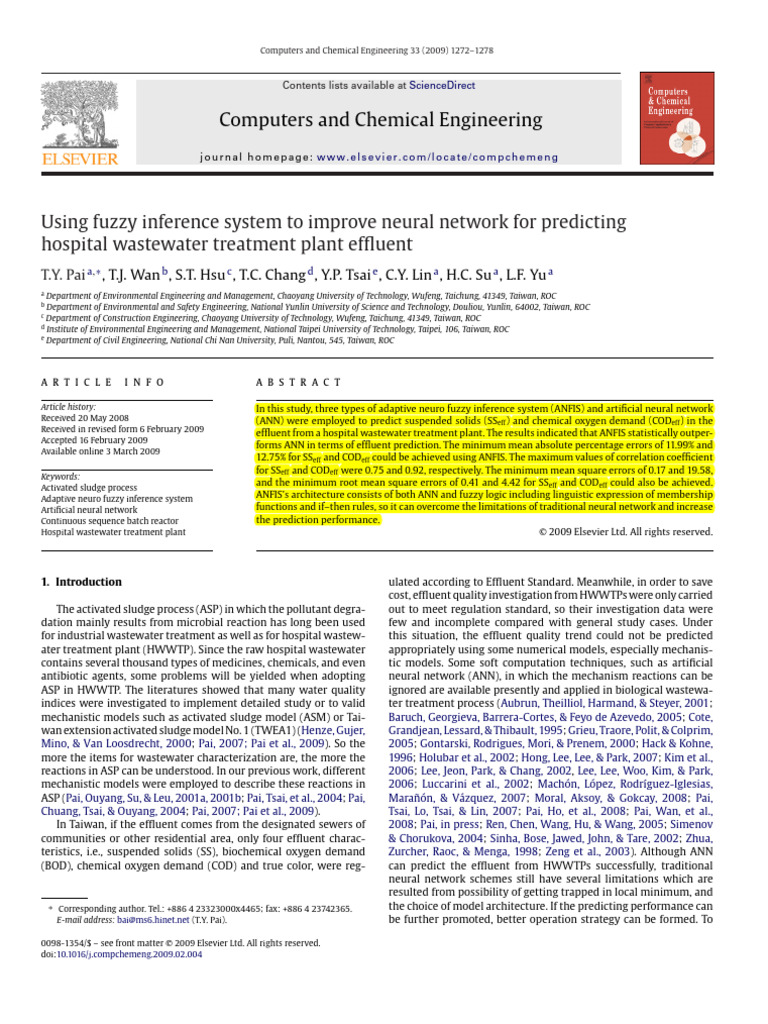 Fuzzy Inference System for Hospital Wastewater Prediction | PDF | Mean ...