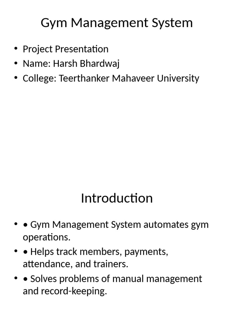 Gym Management System | PDF