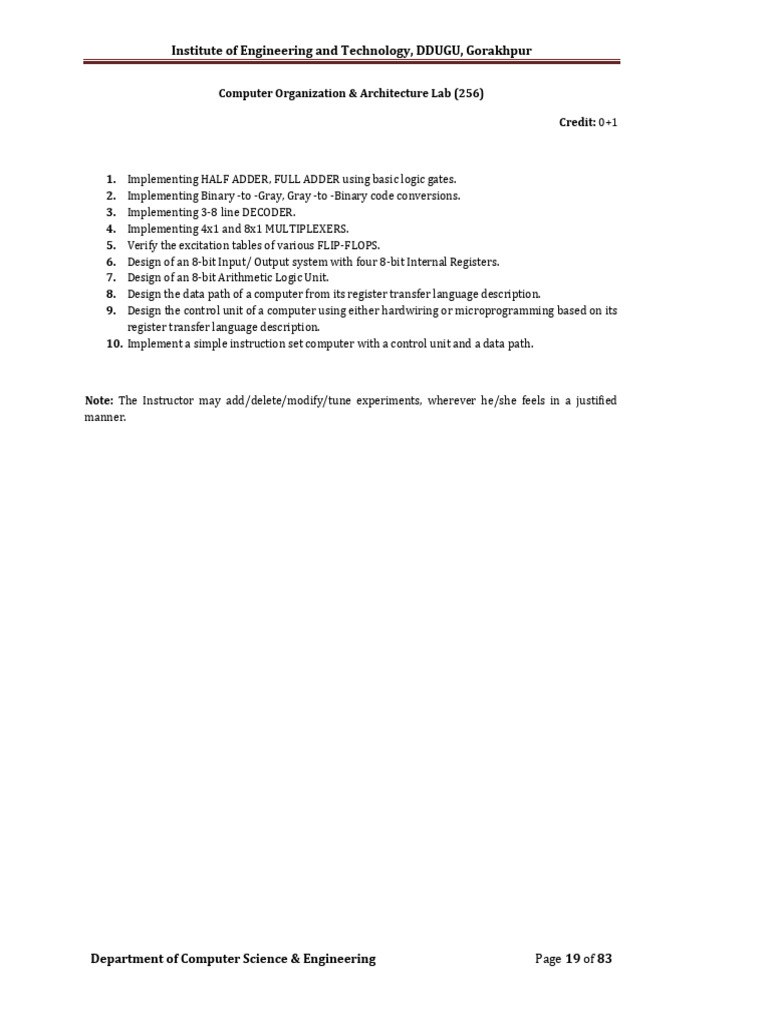 Computer Architecture Lab Experiments | PDF