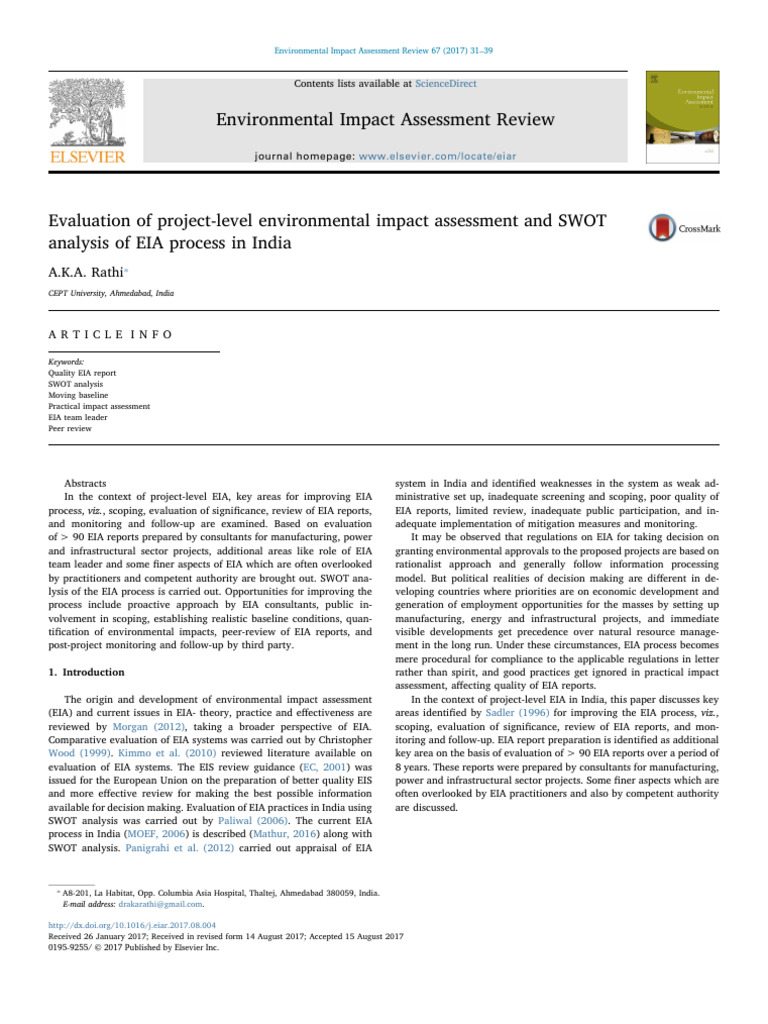 Improving EIA Process in India | PDF | Environmental Impact Assessment ...