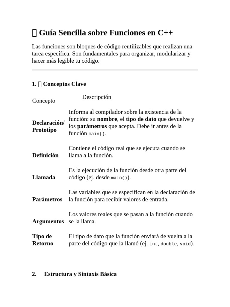 Guia de Funciones en c++ | PDF | C ++ | Desarrollo de software