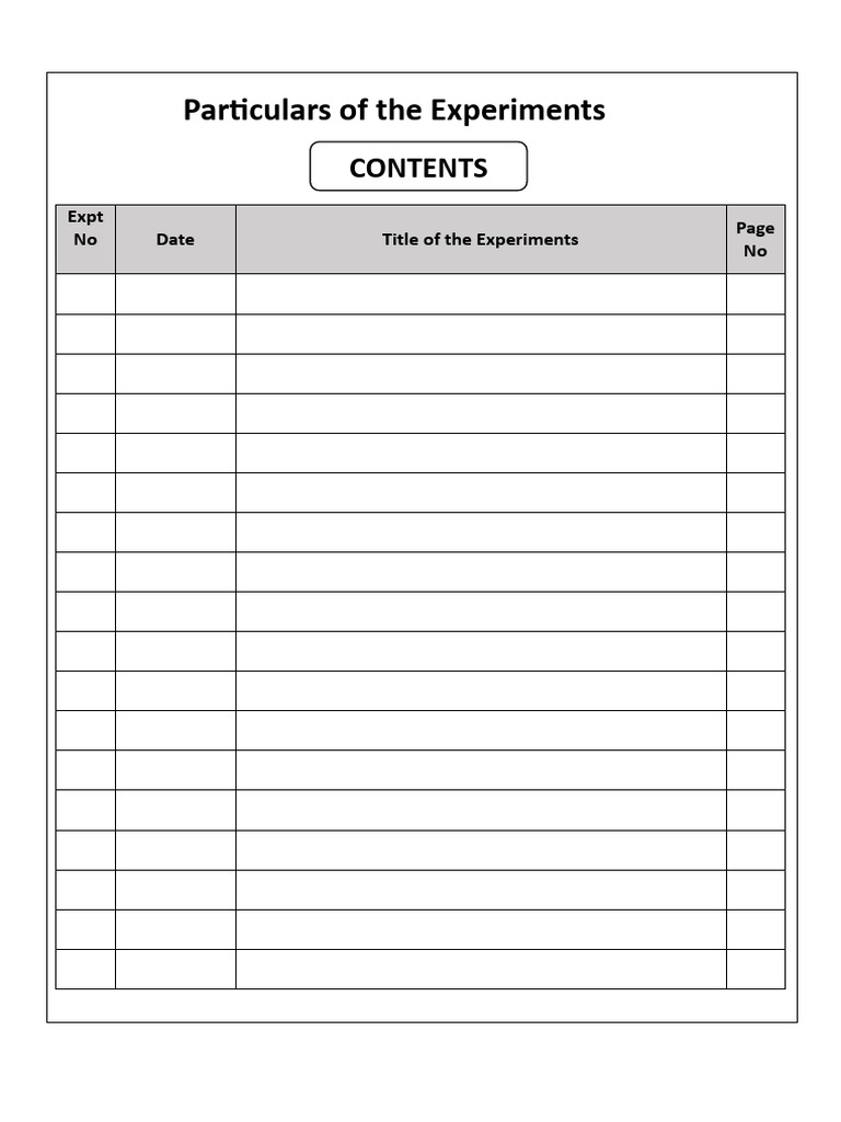 Experiment Details and Records | PDF
