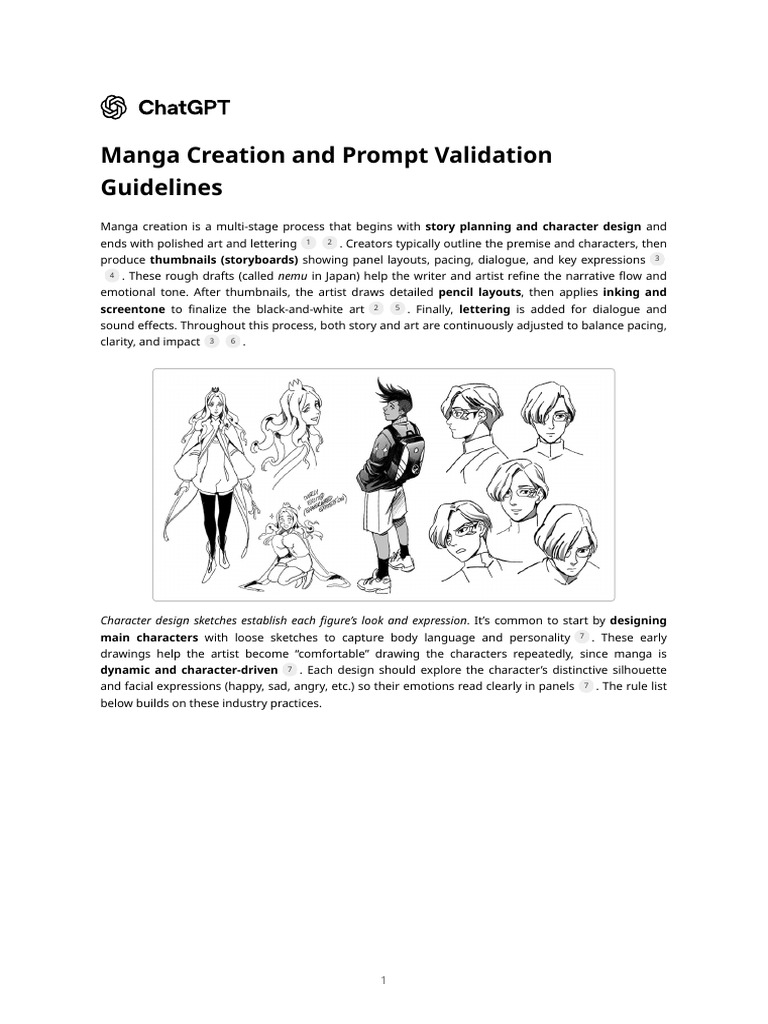 Manga Creation Process and Guidelines | PDF