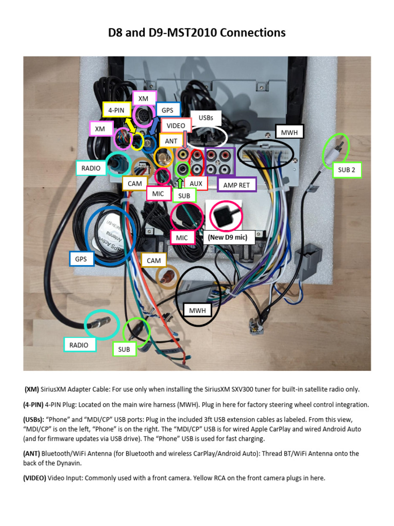 D8 and D9-MST2010 Wiring Guide | PDF | Usb | Global Positioning System