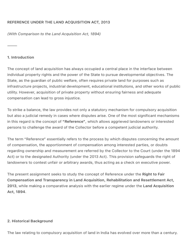 Reference Mechanism in Land Acquisition 2013 | PDF | Eminent Domain ...