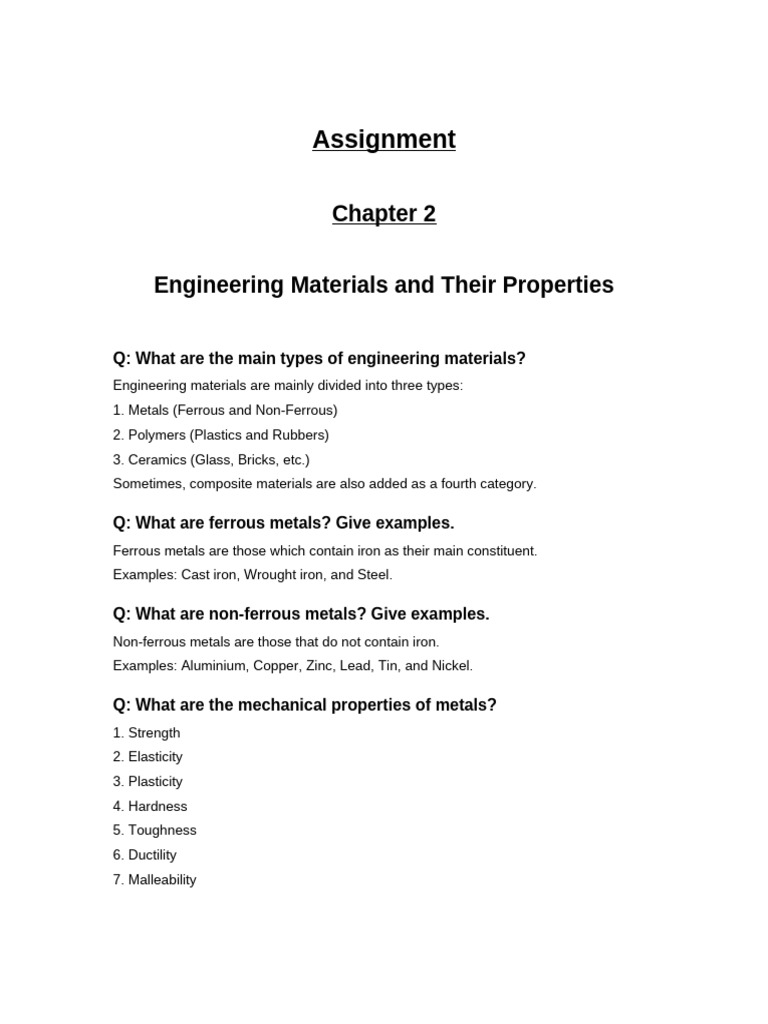 Chapter 2 Assignment Machine Design | PDF | Cast Iron | Metals