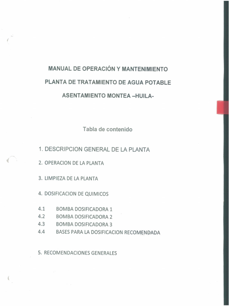 Manual de Operacion y Mantenimiento Planta de Tratamiento | PDF
