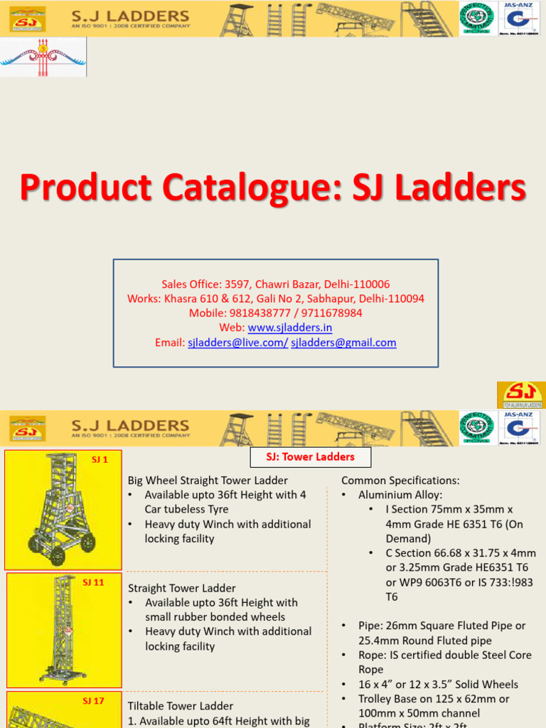 SJ Ladders Product Catalogue Overview | PDF | Materials | Building ...
