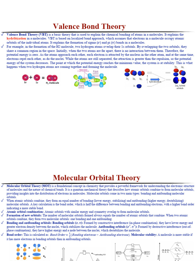 Valence Bond and Molecular Orbital Theory | PDF | Molecular Orbital ...