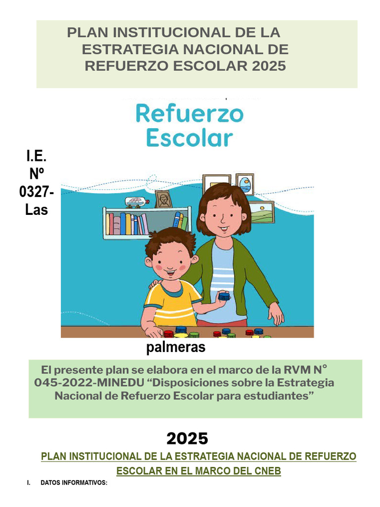 Plan de Refuerzo Escolar 2025 en I.E. 0327 | PDF | Evaluación | Educación primaria