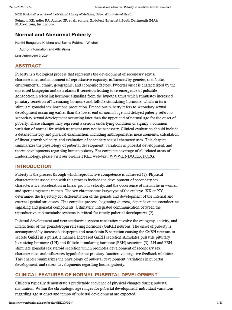 Understanding Normal and Abnormal Puberty | PDF | Luteinizing Hormone ...